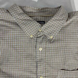 Basic Editions Mens 3 XLT Short Sleeve Brown Plaid Shirt